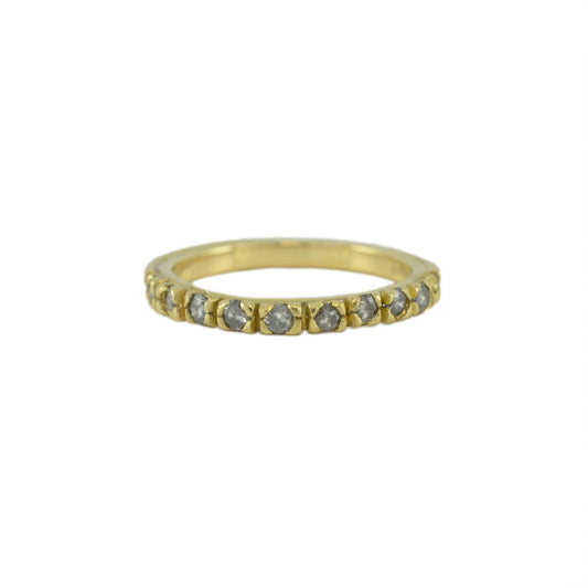 Molten gold and diamond half eternity ring