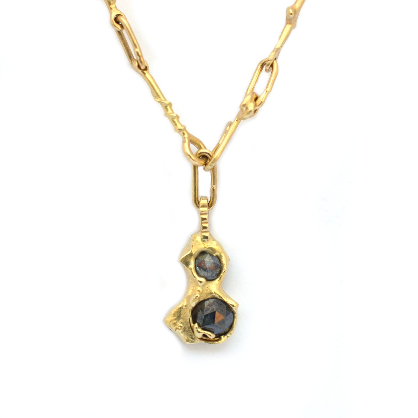 Handmade molten gold and diamond necklet