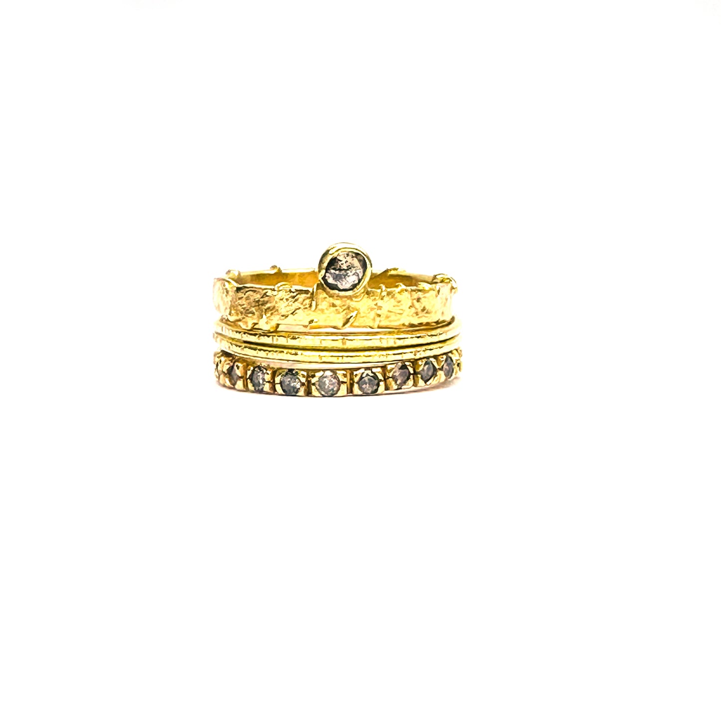 Molten gold and diamond half eternity ring