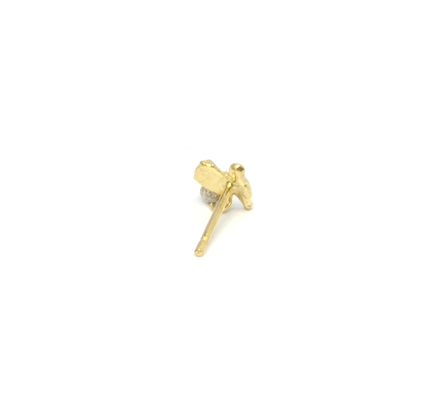 Gold flame stud with diamond briolette