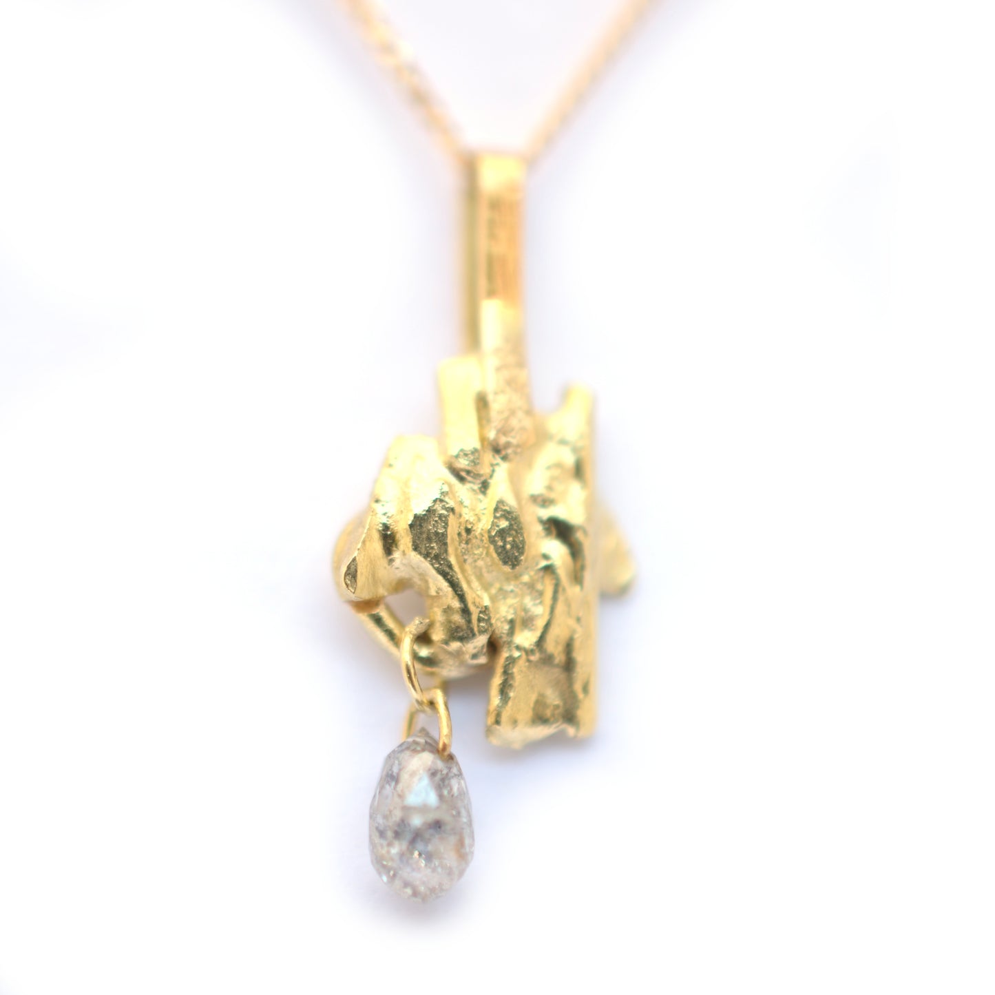 Golden flame diamond pendant