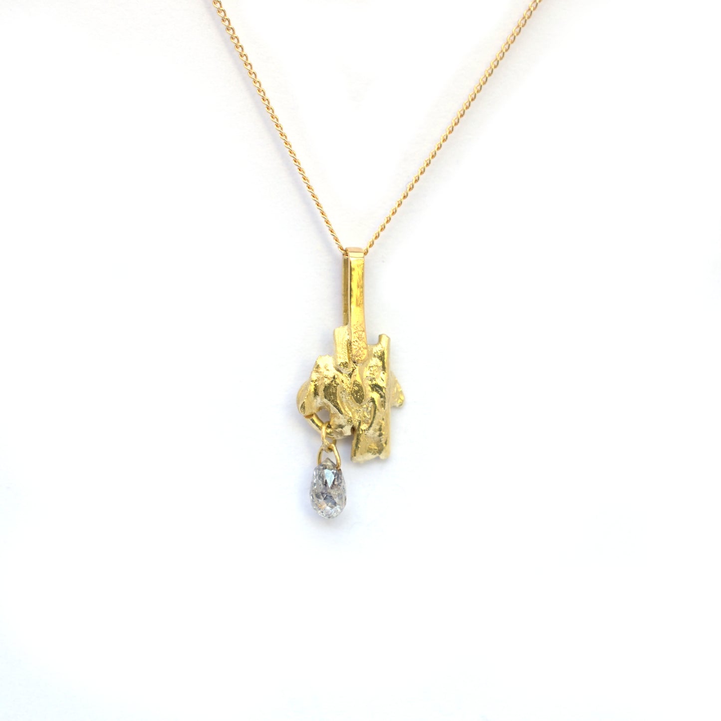 Golden flame diamond pendant