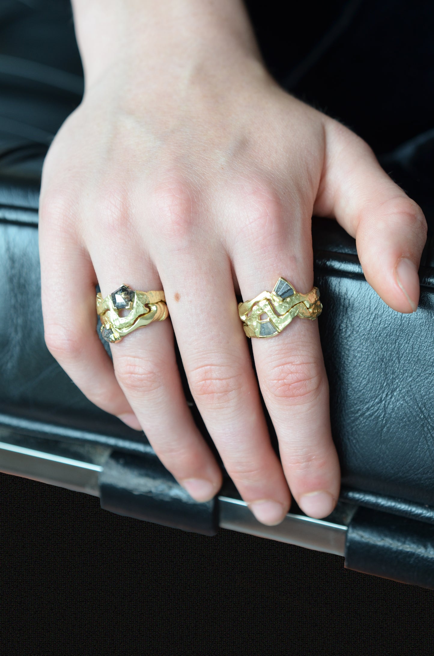 Jagged gold and diamond companion ring II