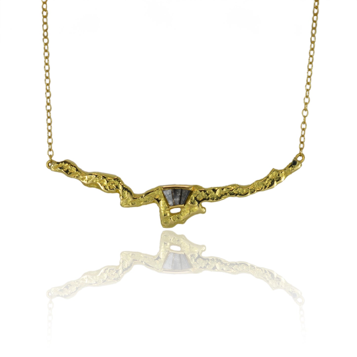 Jagged gold & diamond bar necklace