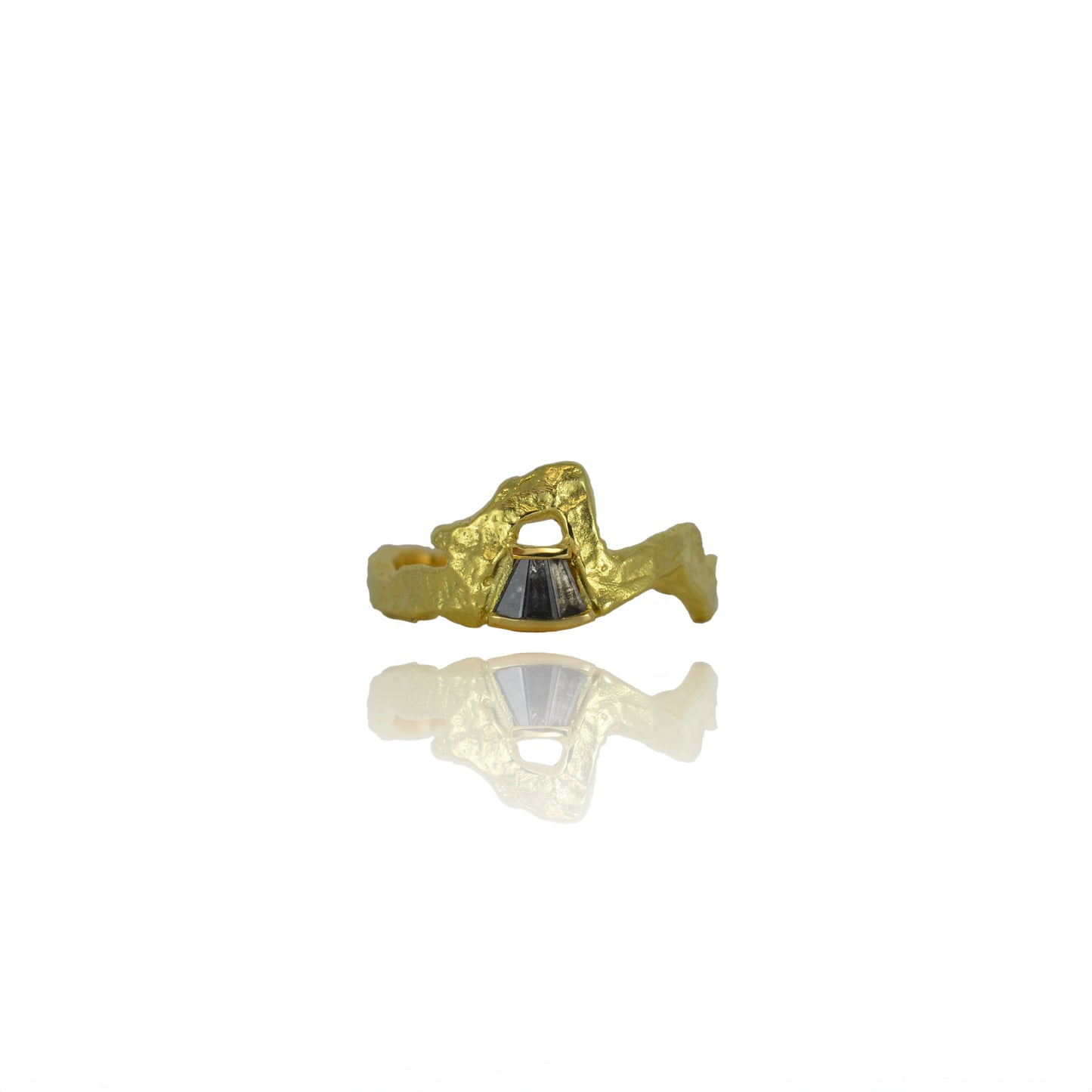 Jagged molten gold baguette diamond companion ring VI