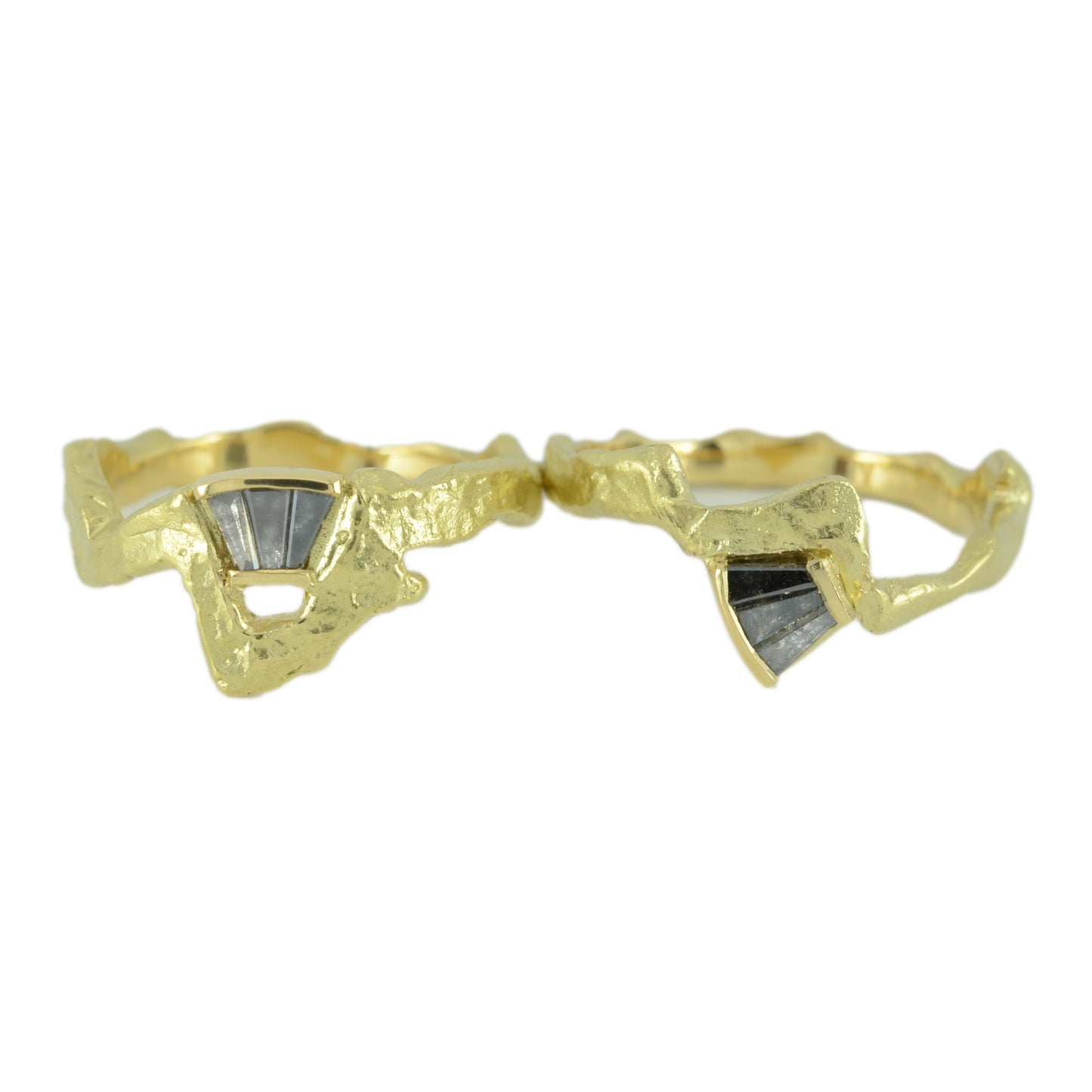 Jagged molten gold baguette diamond companion ring VI