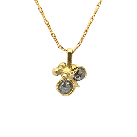 Molten gold double diamond pendant necklace