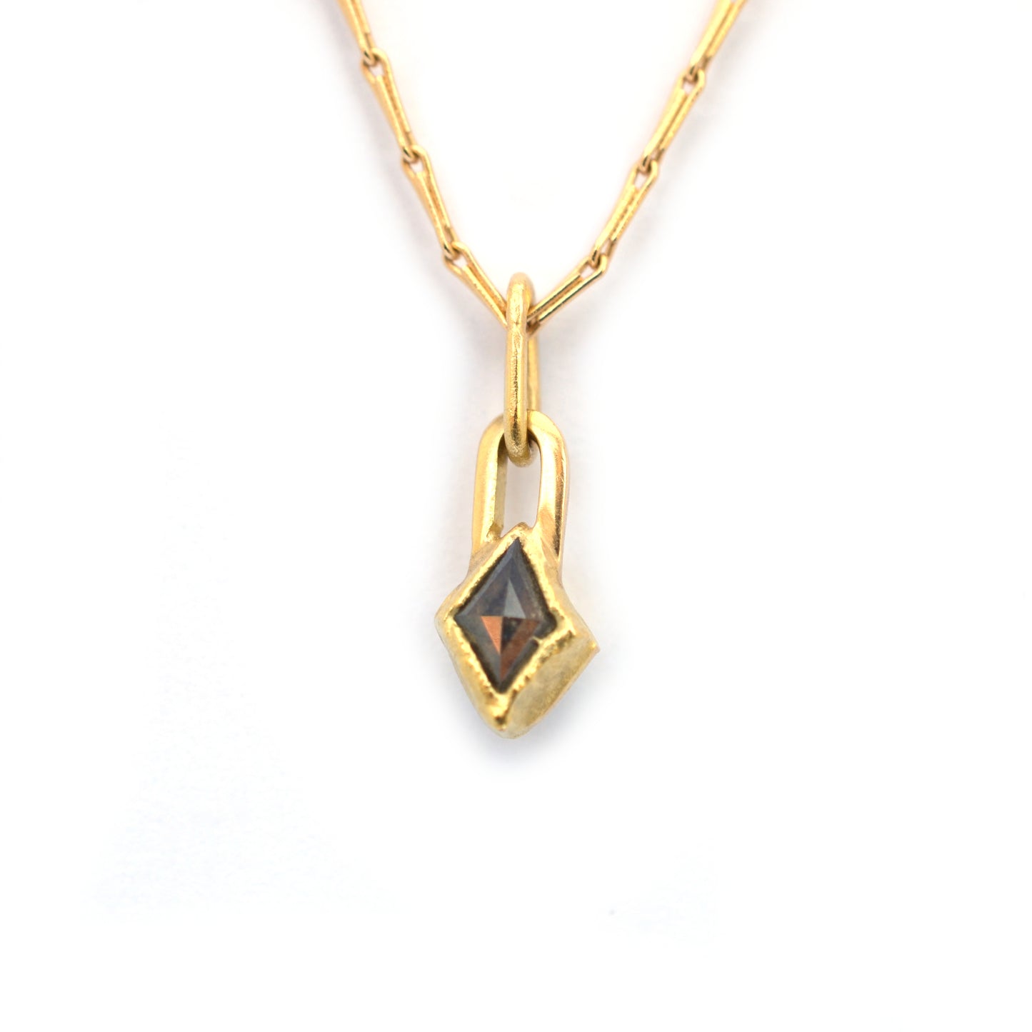 Molten gold shard diamond pendant necklace