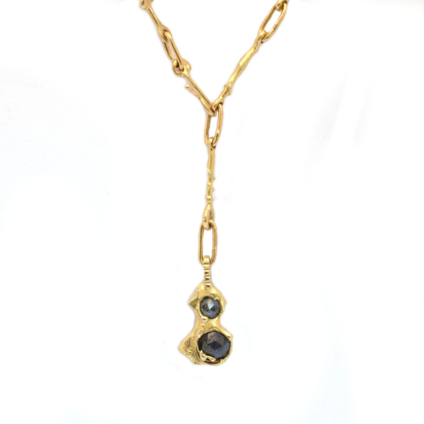 Handmade molten gold and diamond necklet