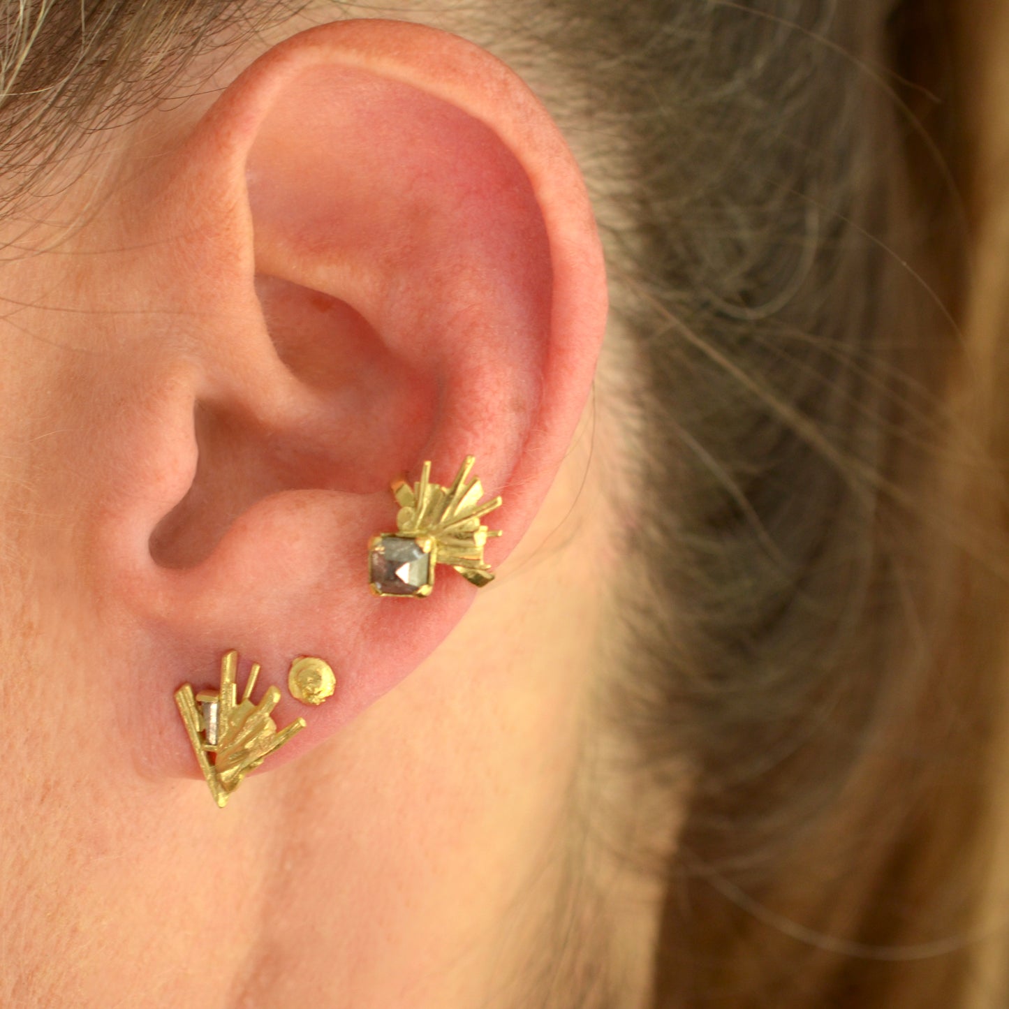 Starburst diamond ear cuff
