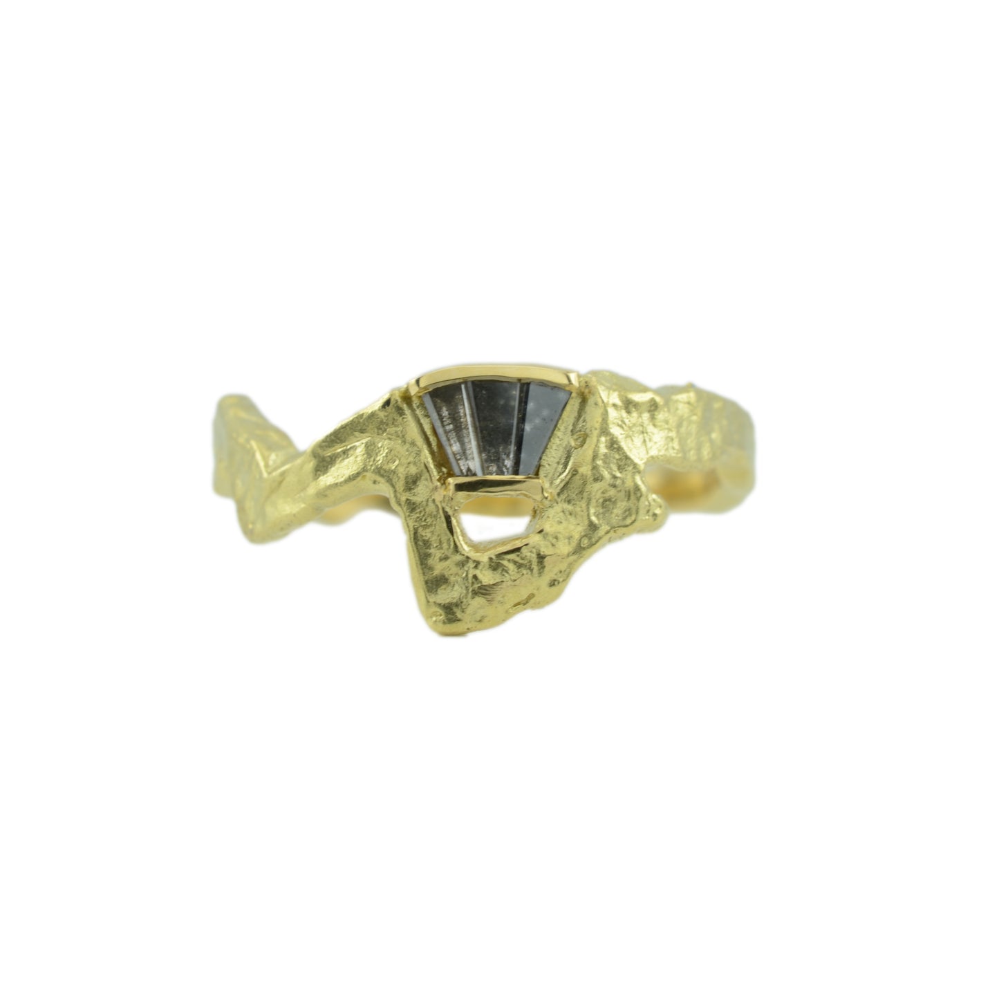 Jagged molten gold baguette diamond companion ring VI