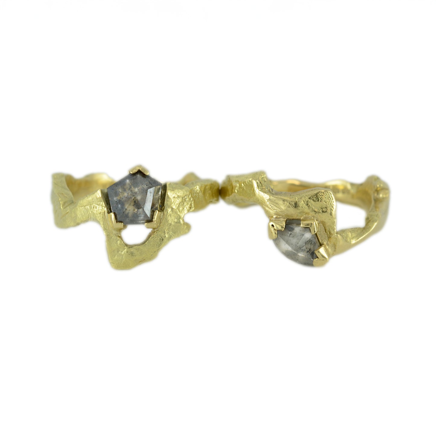 Jagged gold and diamond companion ring II