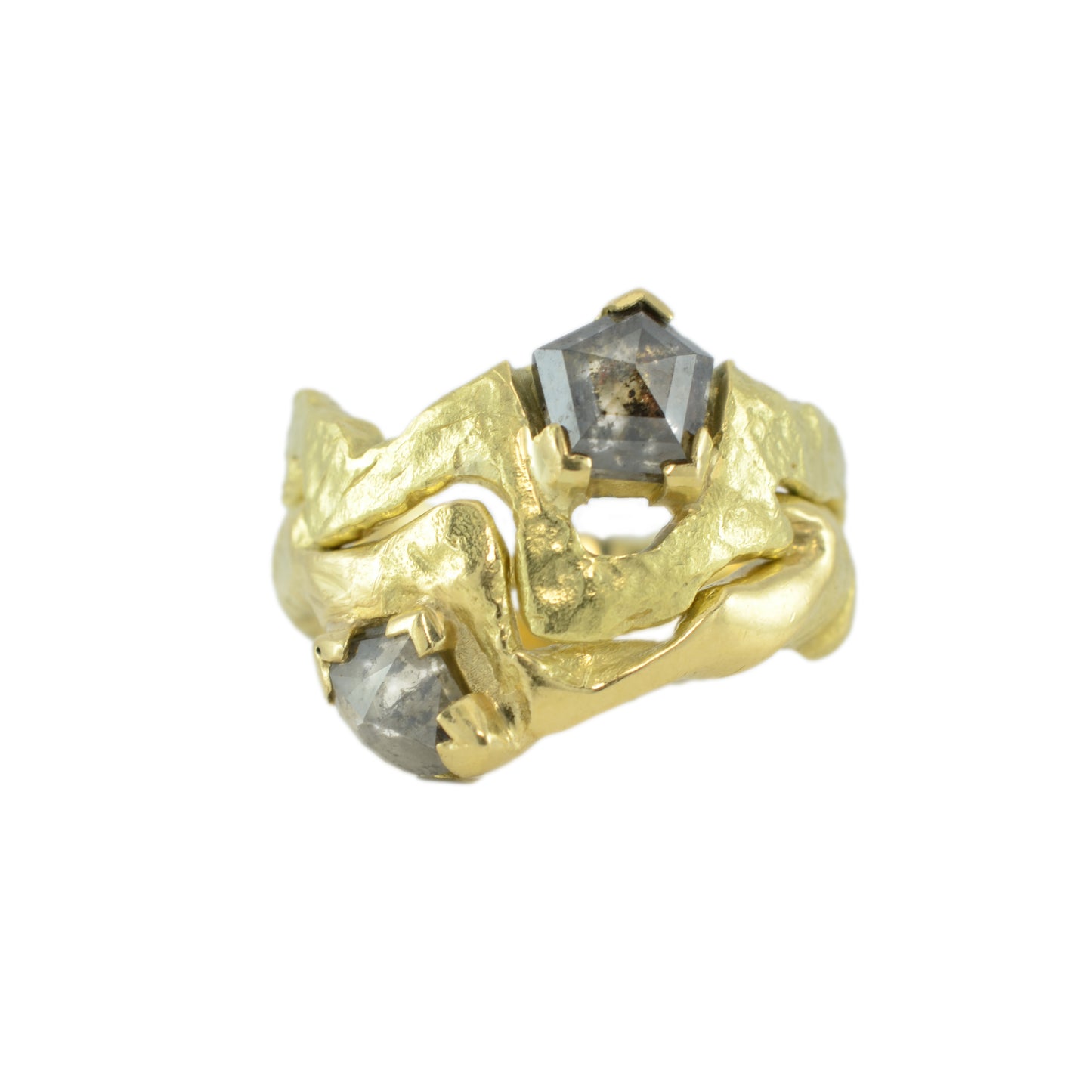 Jagged gold and diamond companion ring II