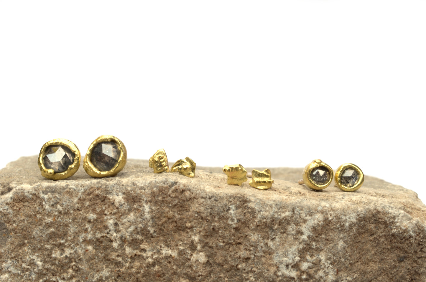 Deconstructed gold mini star studs