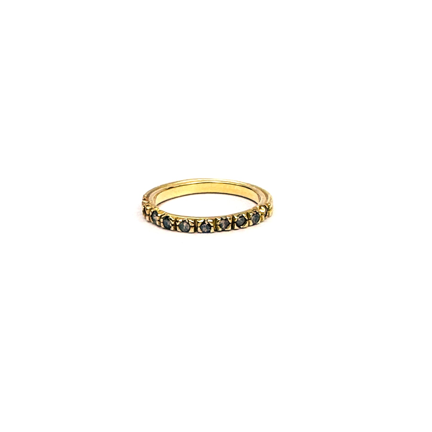 Molten gold and diamond half eternity ring