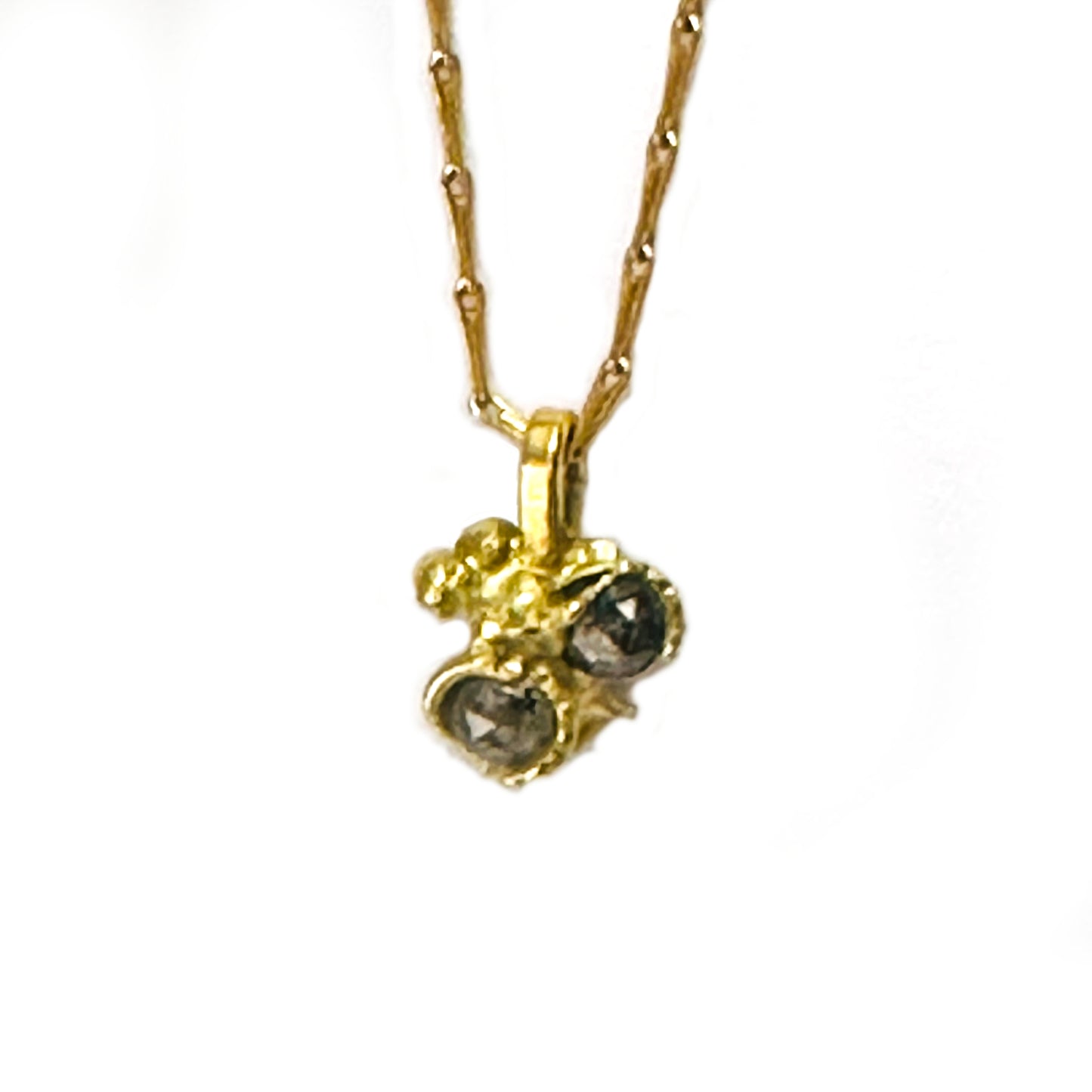 Molten gold double diamond pendant necklace