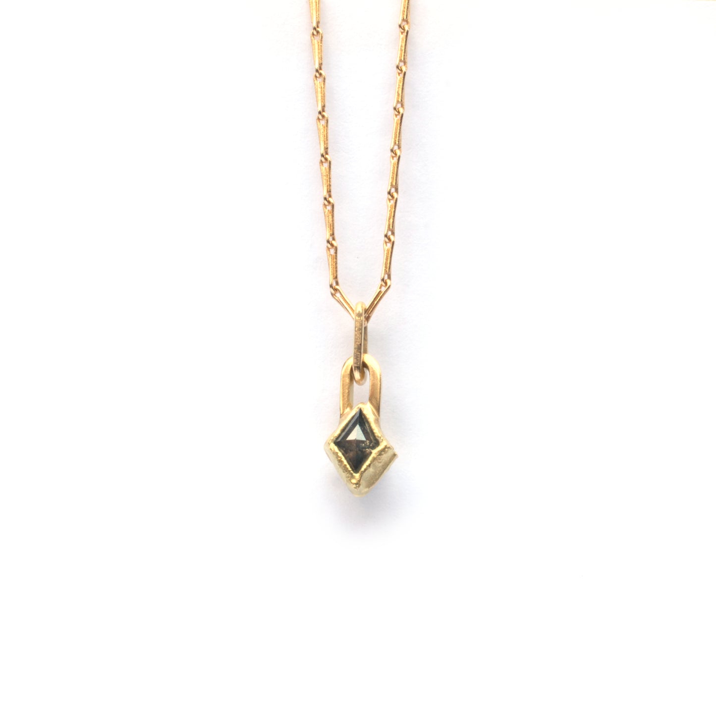 Molten gold shard diamond pendant necklace