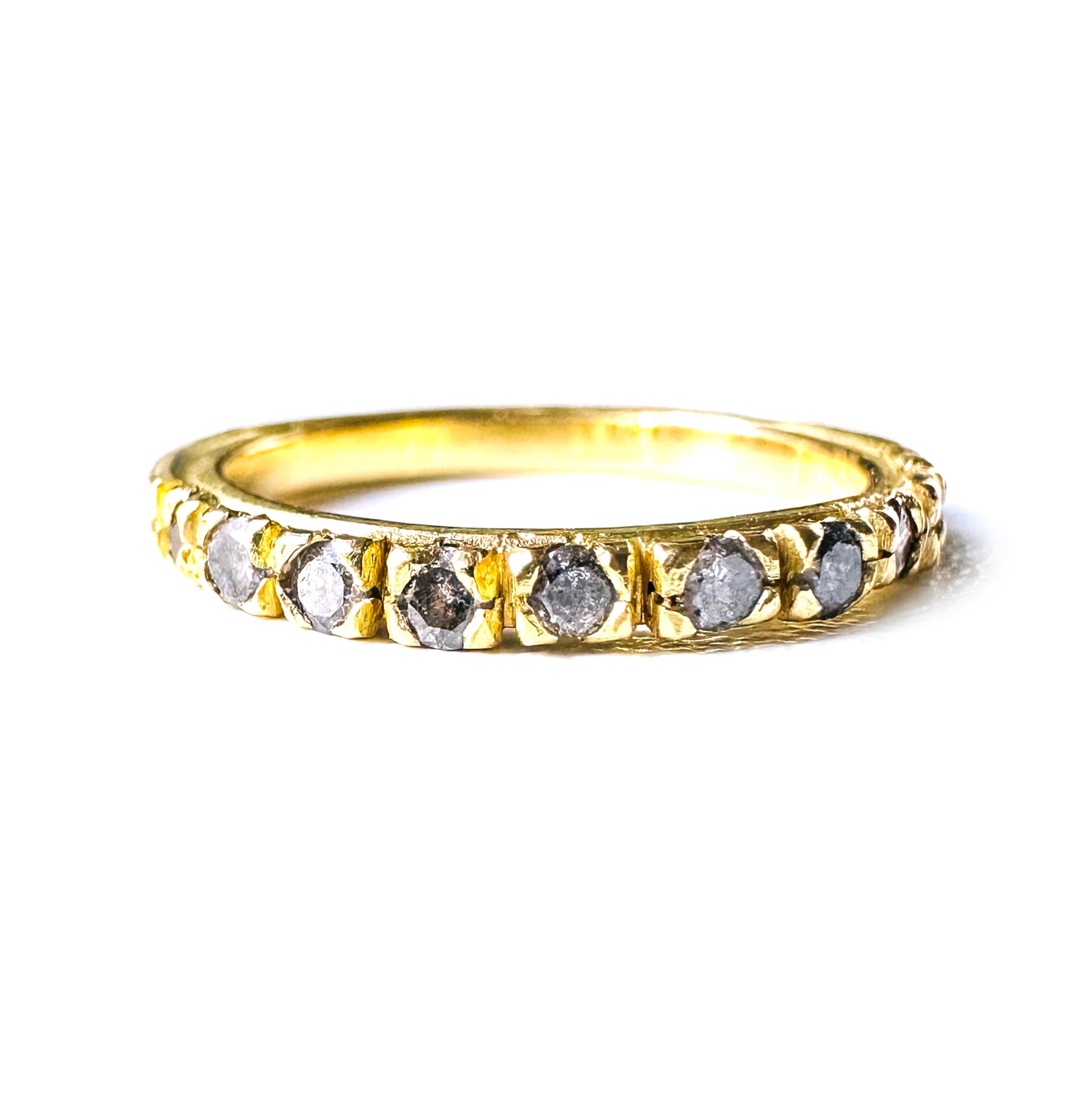 Molten gold and diamond half eternity ring