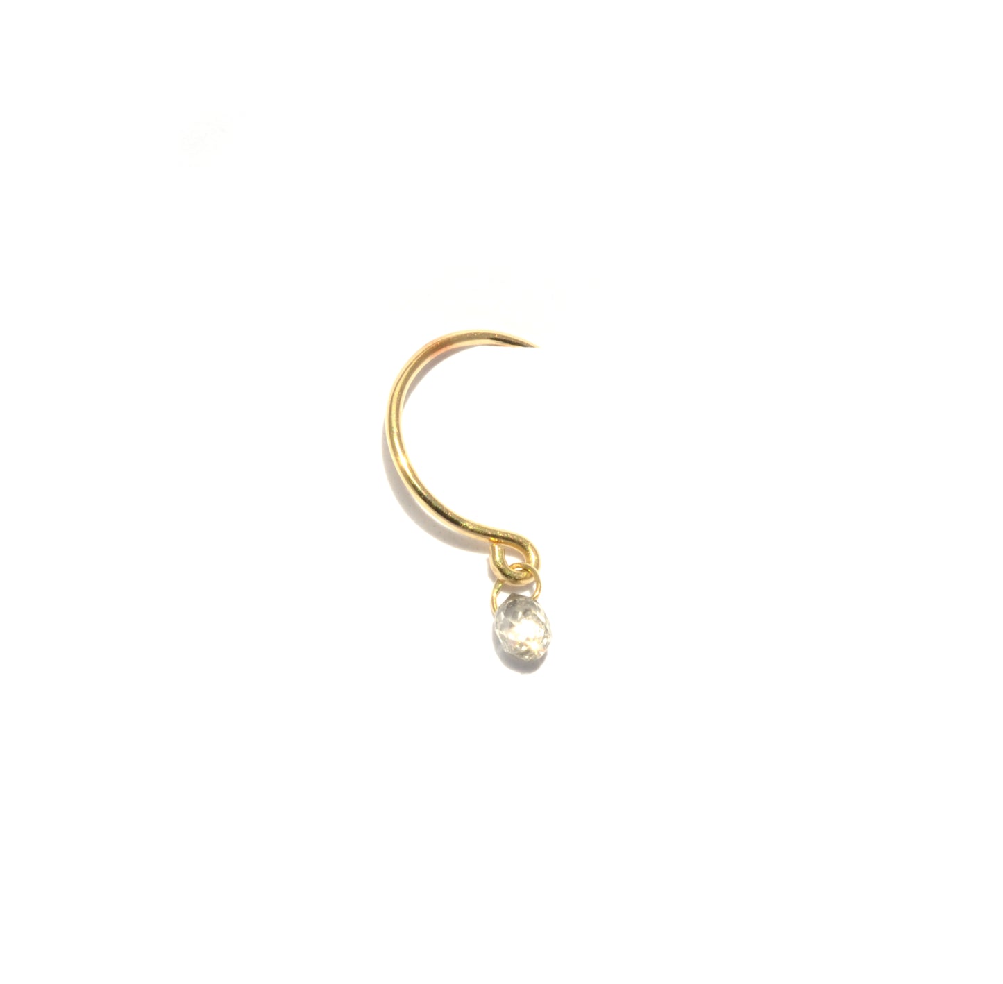 Minimal gold hoop with diamond briolette